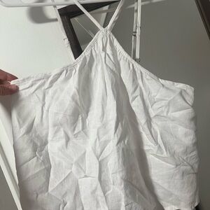 Abercrombie & Fitch White Linen-Blend Halter Tank Top
